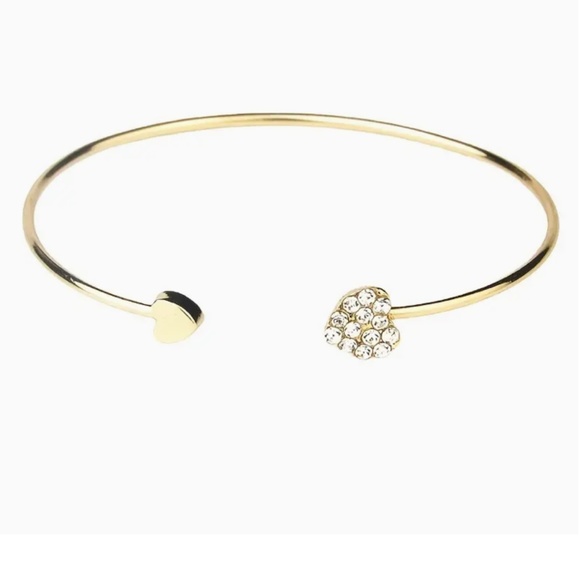 2 for $12 Adjustable Love Heart Silver and Gold-tone Bangle Bracelets for sale - Picture 3 of 15